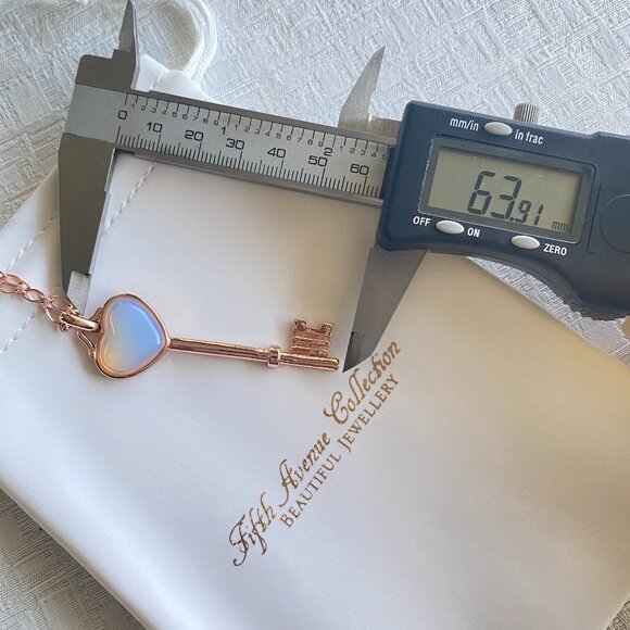 FAC Genuine Moonstone Rose Gold Key Pendant Necklace - Picture 4 of 5